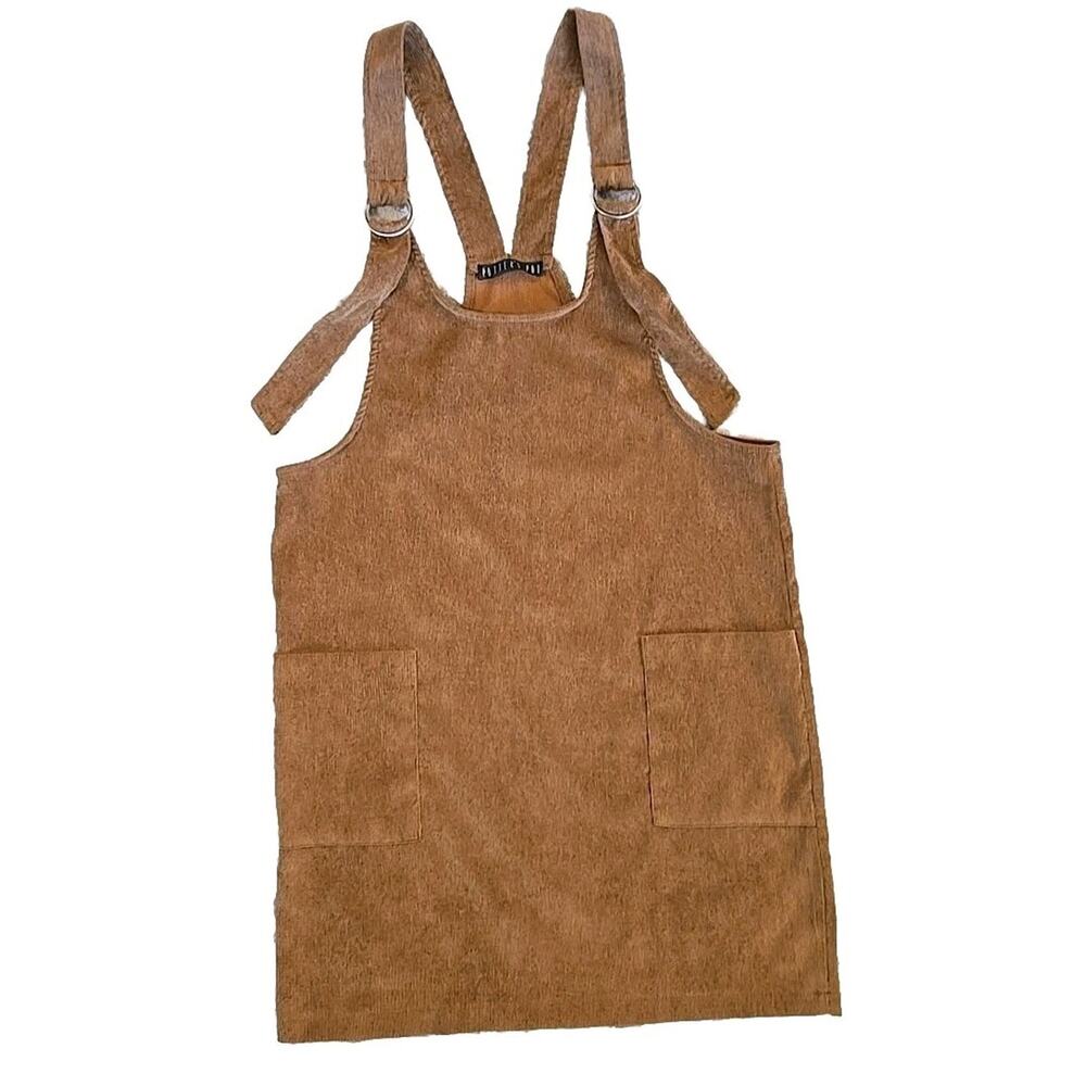Potter’s Pot Brown Corduroy Pinafore Mini Dress Cottagecore Rustic Boho M